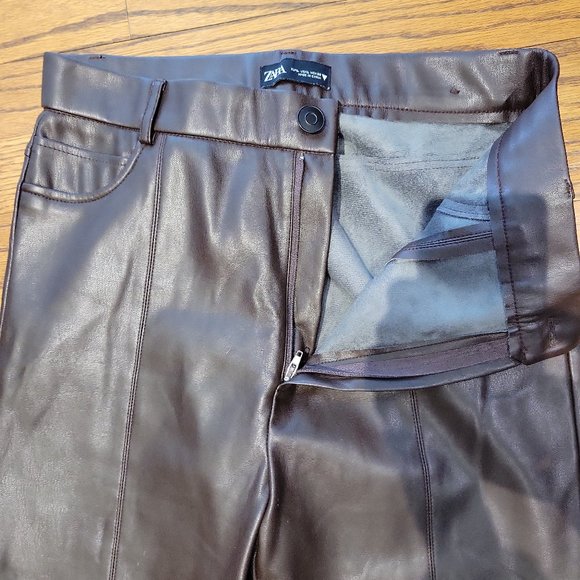 Zara Pants - Zara faux leather brown pants